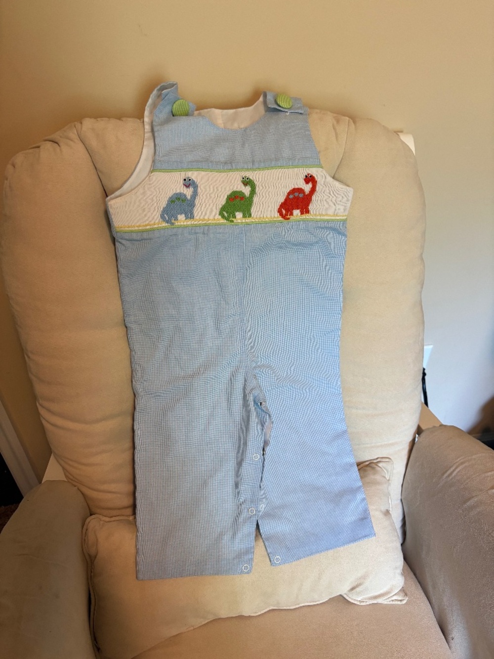 Boys smocked Dino longall